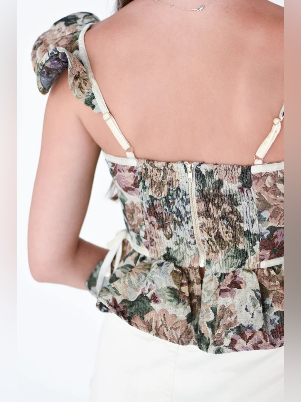Altar'd State Floral Tapestry Corset Top Baroque Coquette Girl Peplum Sz Medium - Picture 5 of 5